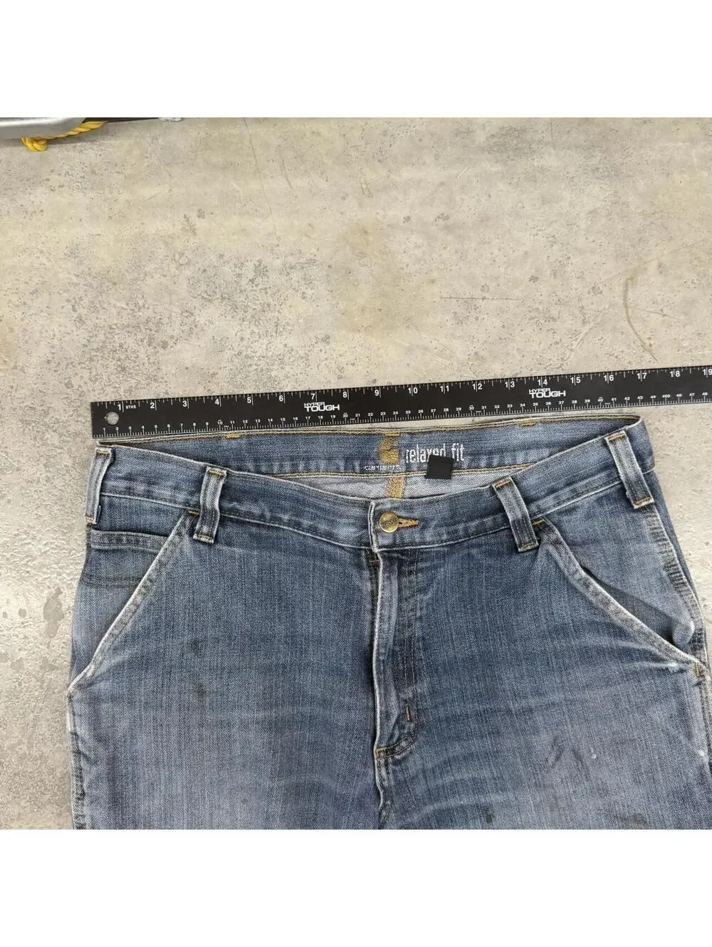 vintage carhartt faded blue relaxed baggy fit jeans size 34 x 32